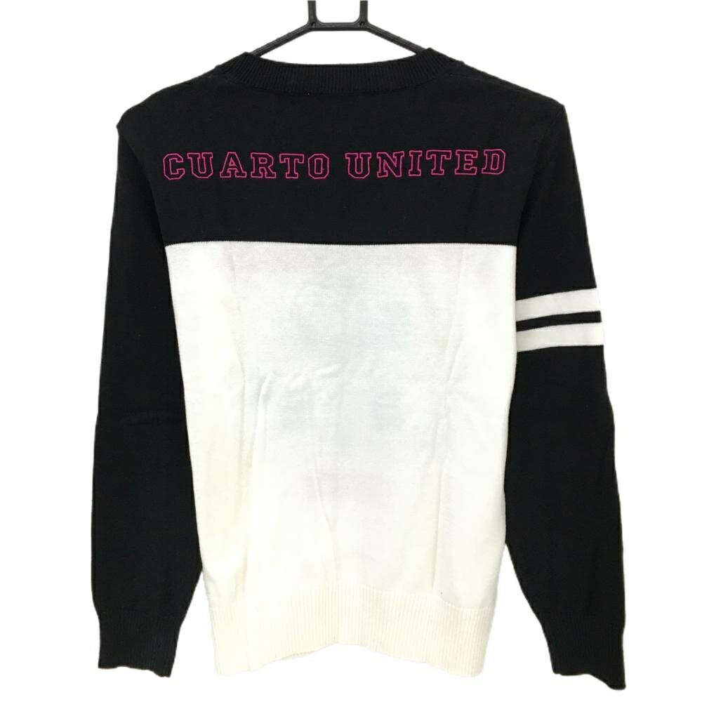 【美品】クアルトユナイテッド セーター 黒×白 フロントロゴ ニット レディース ゴ...