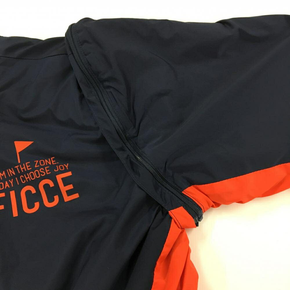 【美品】フィッチェゴルフ 2WAYジャケット ネイビー×レッド 裏起毛 袖着脱可 メンズ L ゴルフウェア FICCE GOLF