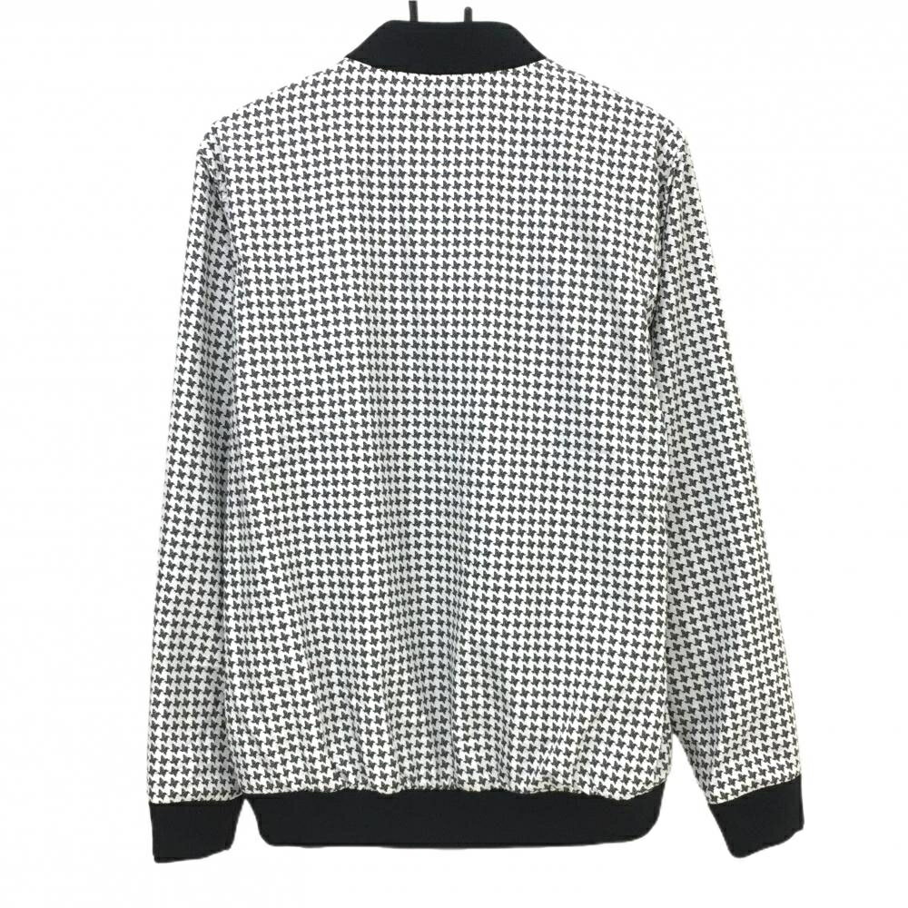 【美品】カッパ ジャケットブルゾン 白×黒 千鳥総柄 ダブルジップ 裏地メッシュ メンズ L ゴルフウェア Kappa