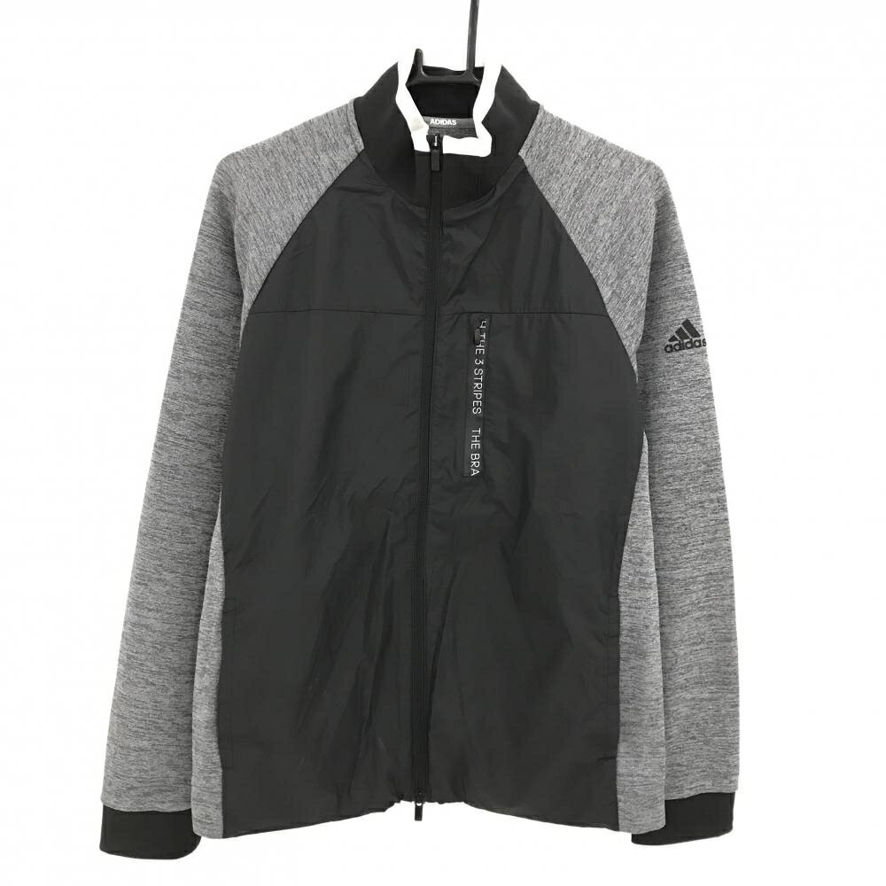アディダス 切替ジャケット 黒×杢グレー 3ポケット メンズ L ゴルフウェア adidas