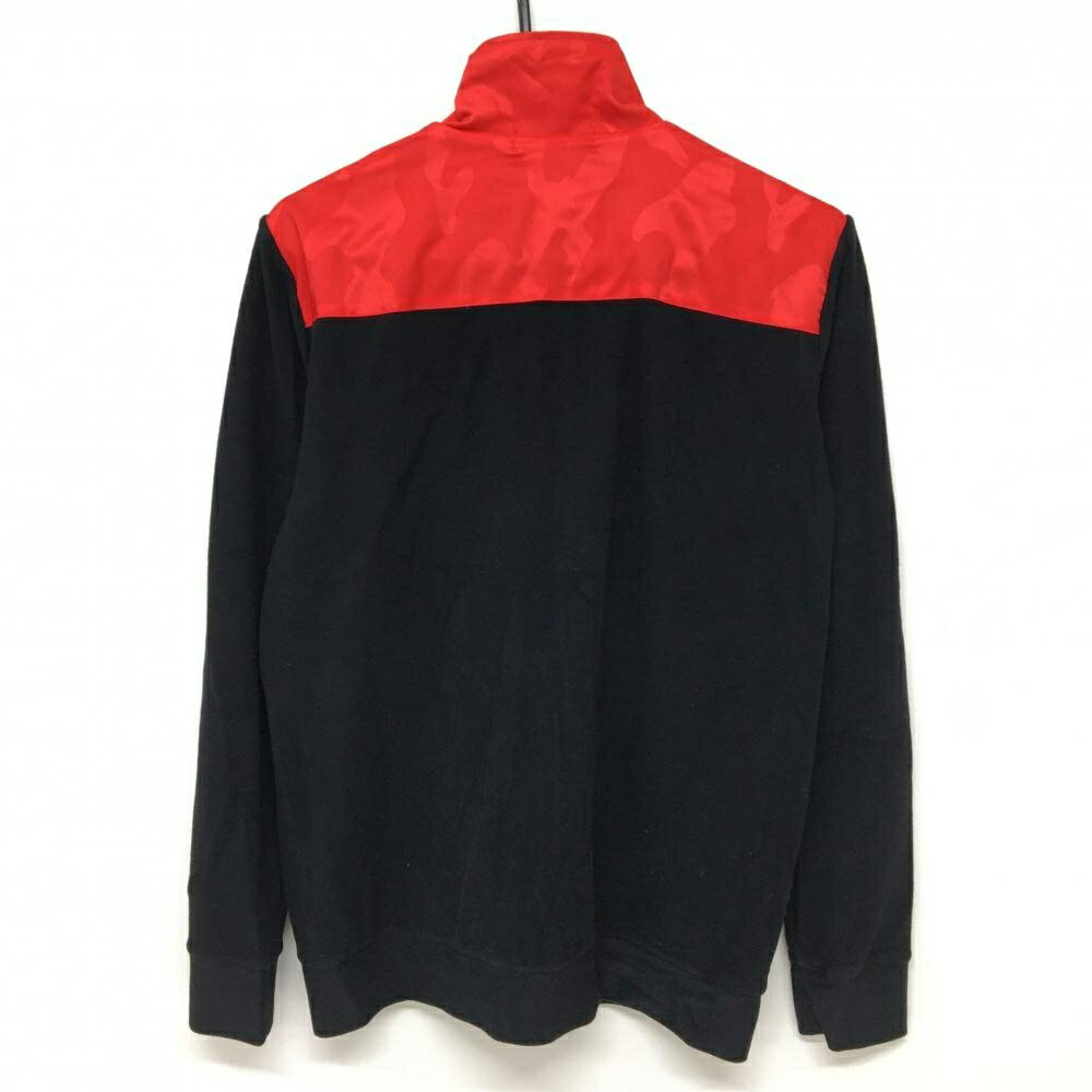 【超美品】マークアンドロナ 異素材ジャケット 黒×レッド 上部迷彩地模様 カモフラ フリース メンズ 46(M) ゴルフウェア MARK＆LONA