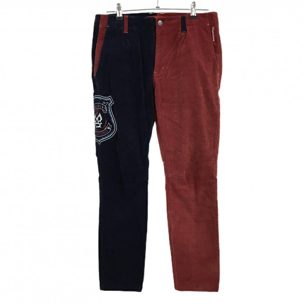 ラッセルノ コーデュロイパンツ レッド×ネイビー ルチャマスク 一部蓄熱裏地 メンズ 4(M) ゴルフウェア..