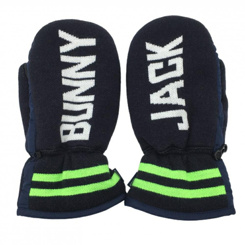 【超美品】ジャックバニー 手袋 ネイビー×白 ミトングローブ 一部ニット レディース ゴルフウェア Jack..