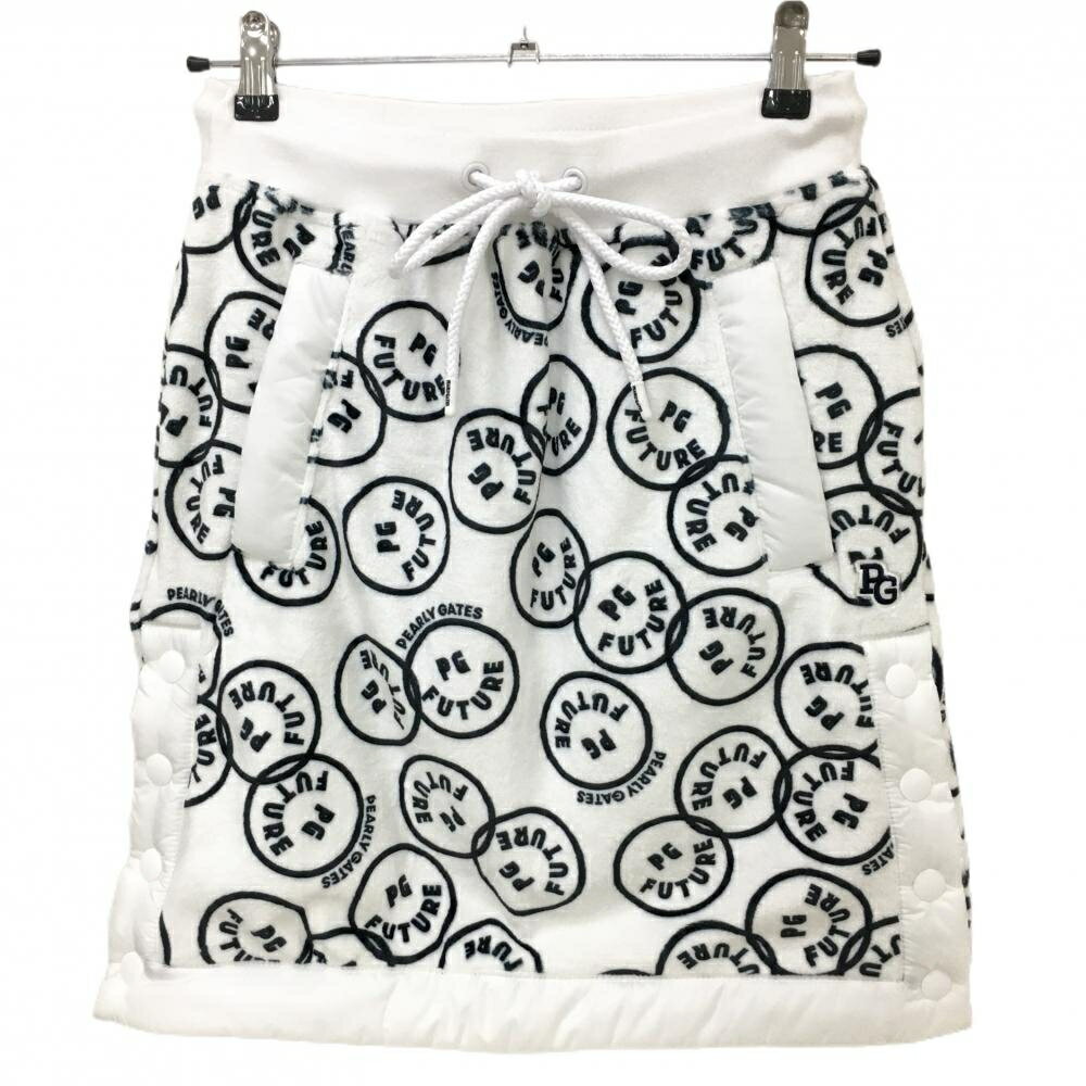 【新品】パーリーゲイツ ベロアスカート 白×ネイビー FUTUREニコ 裏ボア レディース 1(M) ゴルフウェア PEARLY GATES