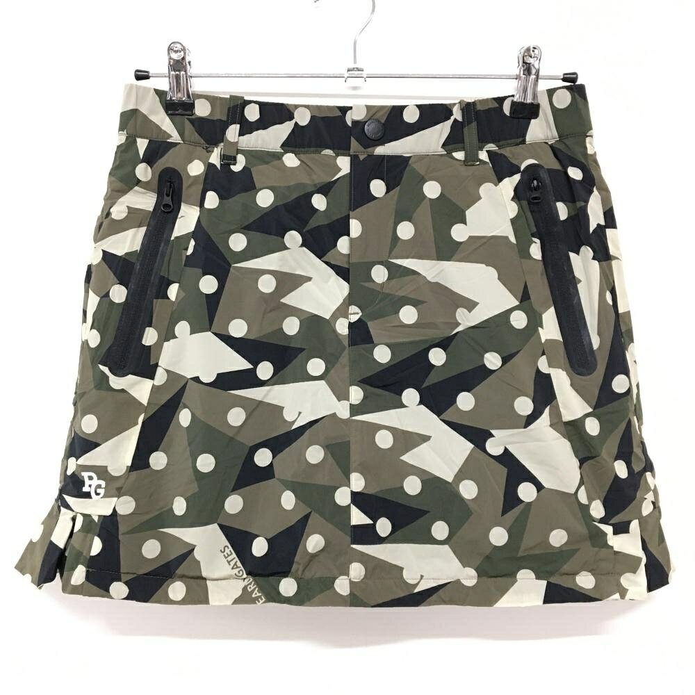 【新品】パーリーゲイツ 中綿スカート カーキ×黒 ドット柄 カモフラ風 サイドプリーツ レディース 1(M)..