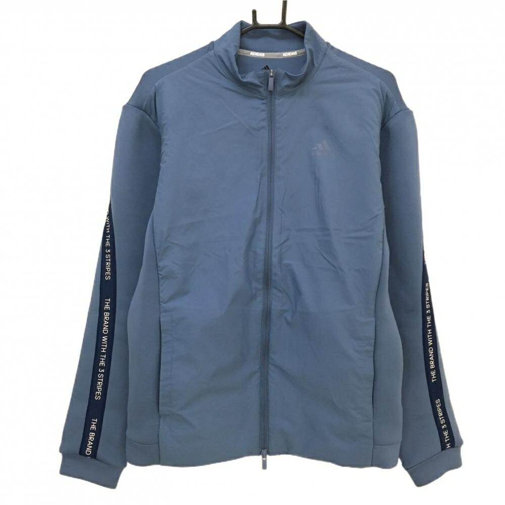 アディダス 切替ジャケット スモーキーブルー系 ダンボールニット メンズ L ゴルフウェア adidas