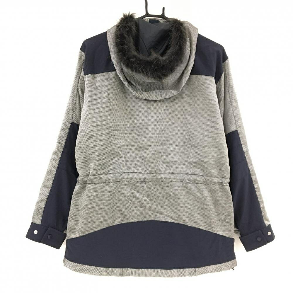 トミーヒルフィガー フード付ジャケット グレー×ネイビー ファー メンズ XS/XP ゴルフウェア Tommy Hilfiger Golf