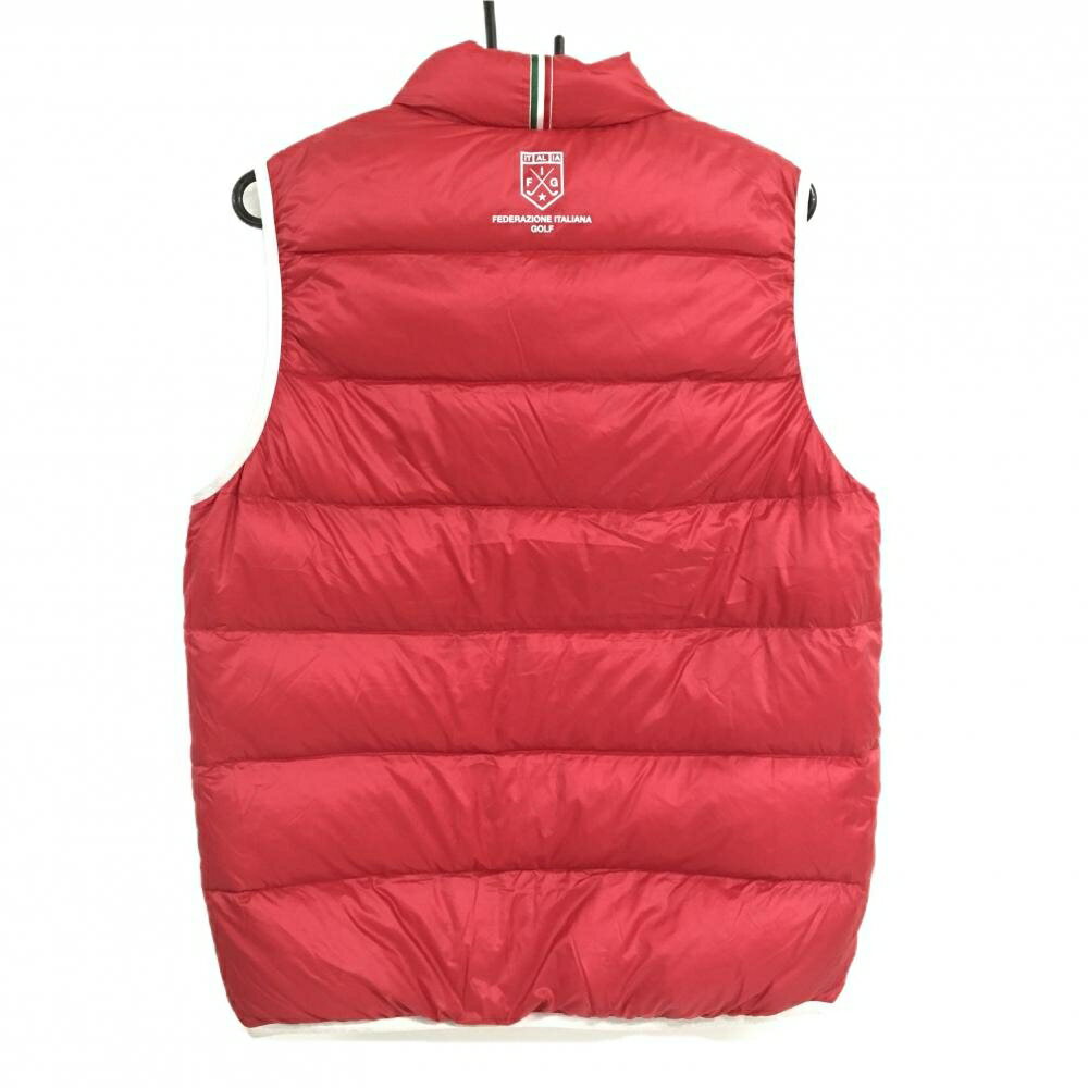 カッパ ダウンベスト レッド×白 ビッグITALIAワッペン 軽量 メンズ L ゴルフウェア Kappa
