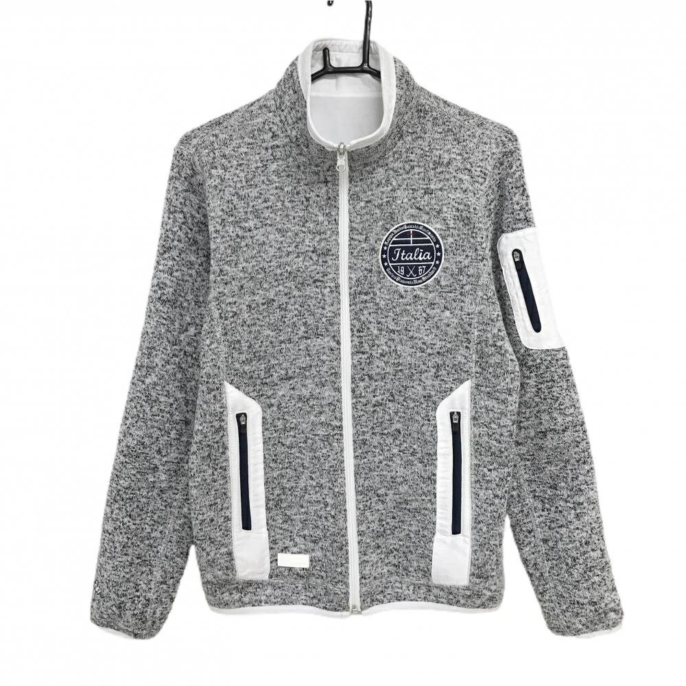 カッパ リバーシブルニットジャケット 杢グレー調×白 裏総柄地模様 メンズ M ゴルフウェア Kappa