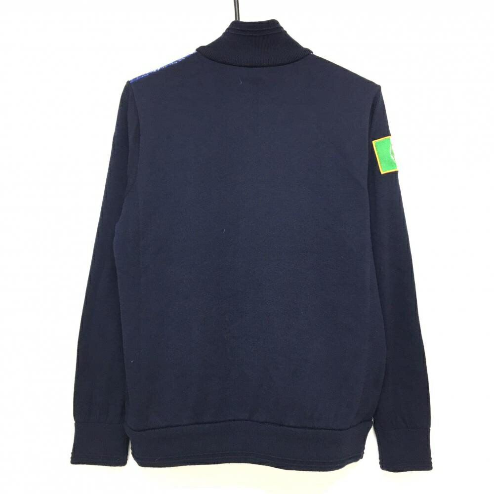 【美品】カッパ 中綿ニットジャケット ブルー×パープル×ネイビー 前身頃中綿×ペイズリー柄 ウール混 メンズ M ゴルフウェア Kappa