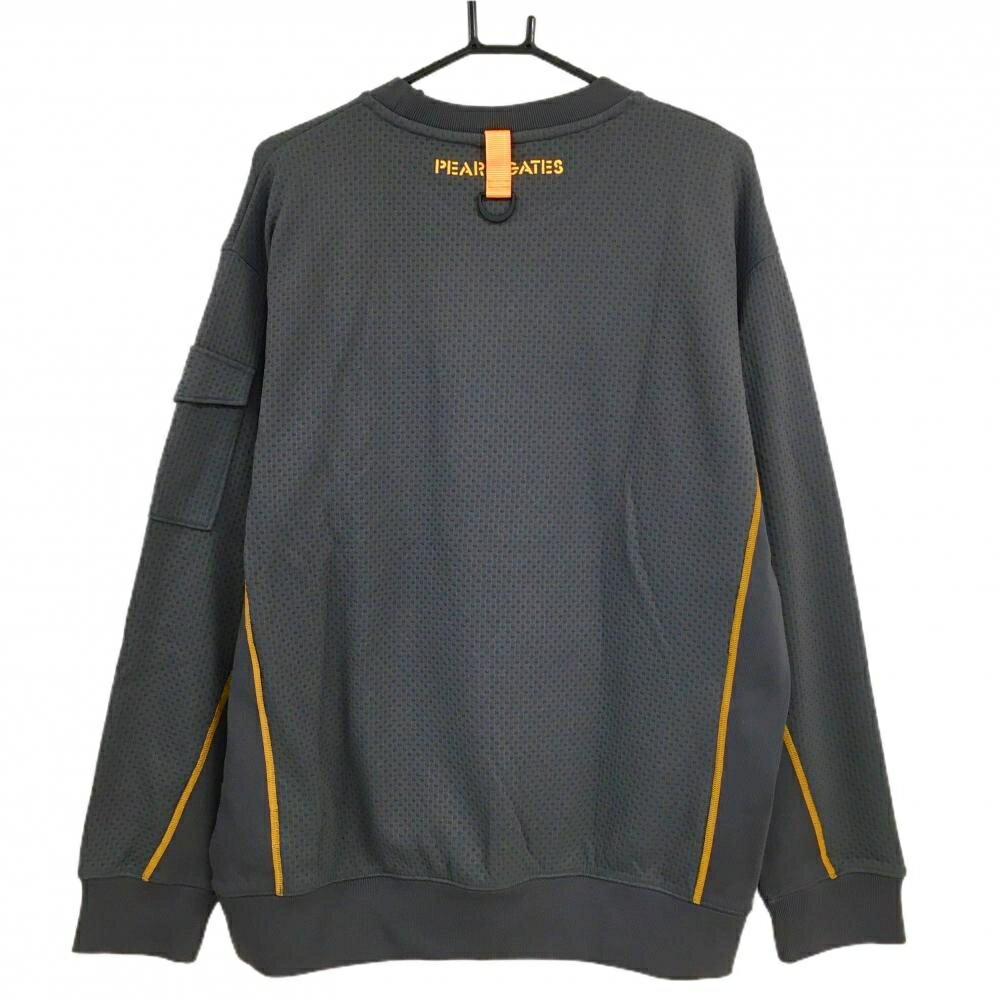 【新品】パーリーゲイツ トレーナー グレー×オレンジ 腹部ポケット メンズ 5(L) ゴルフウェア PEARLY GATES