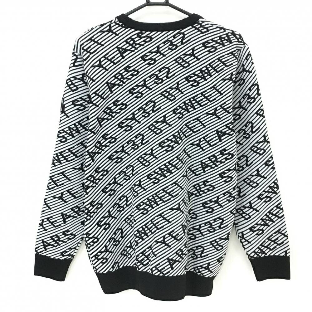 【新品】SY32 セーター 黒×白 ロゴ総柄 斜めボーダー ニット メンズ XL ゴルフウェア 2023年モデル SY32 BY SWEET YEARS