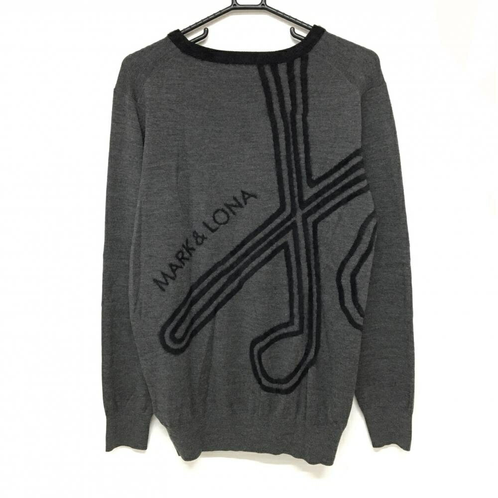 マークアンドロナ セーター グレー×黒 ビックスカル ニット メンズ 50(XL) ゴルフウェア MARK＆LONA