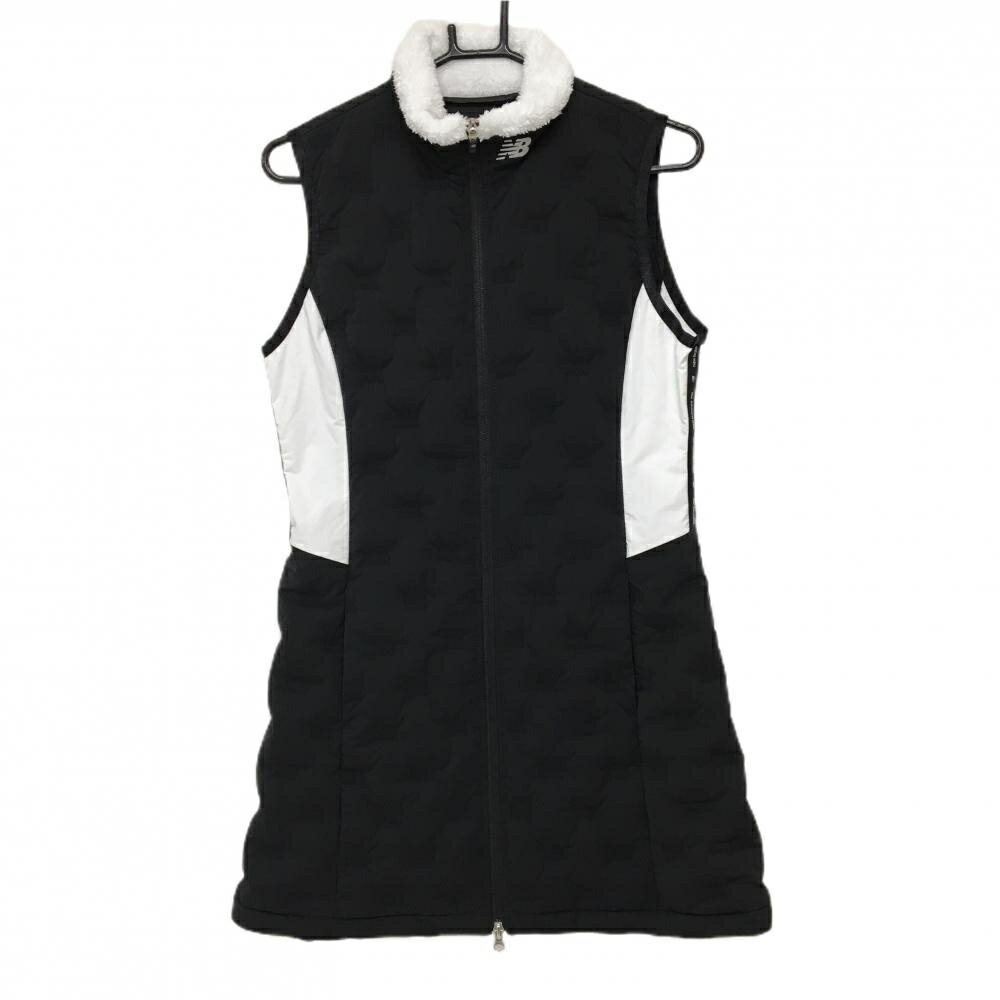 【美品】ニューバランスゴルフ ダウンノースリーブワンピース 黒×白 ネックボア レディース 1(M) ゴルフウェア New Balance