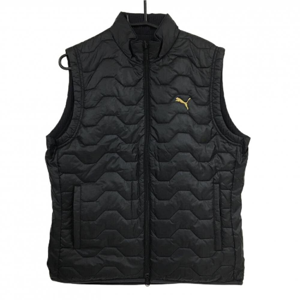 【超美品】プーマ リバーシブル中綿ベスト 黒 裏ニットダークグレー メンズ L ゴルフウェア PUMA