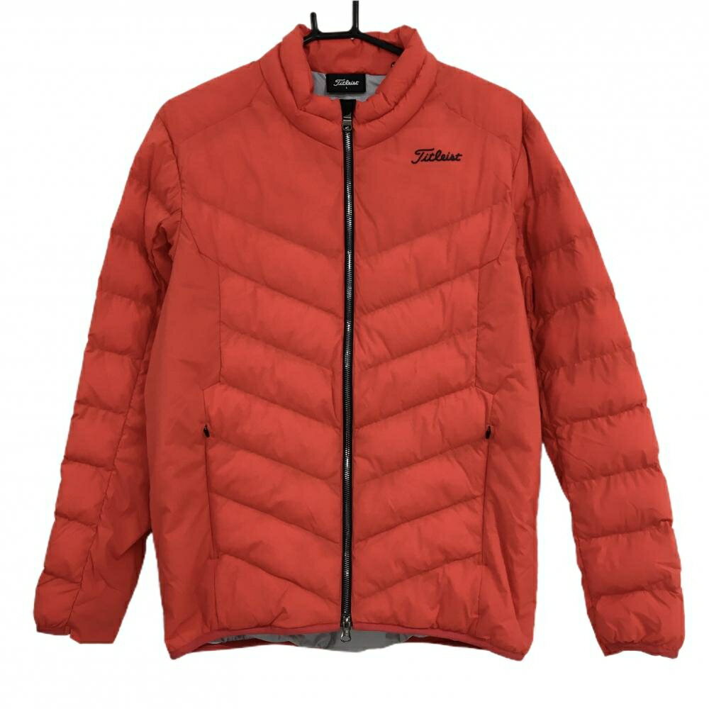 【超美品】タイトリスト 中綿ジャケット レッド ロゴ黒 ナイロン メンズ L ゴルフウェア TITLEIST