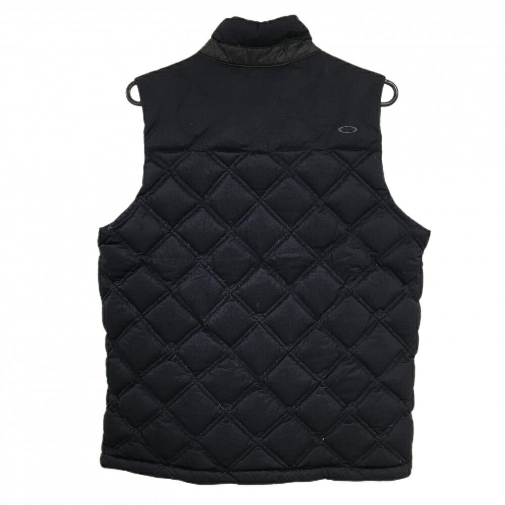 オークリー ダウンベスト 黒 ロゴ刺しゅうグレー ダウン90％ メンズ M ゴルフウェア Oakley