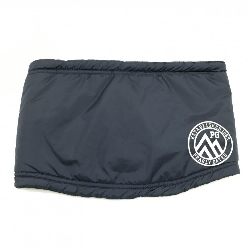 【超美品】パーリーゲイツ ネックウォーマー ネイビー ロゴ白 裏起毛 ドローコード ゴルフウェア PEARL..