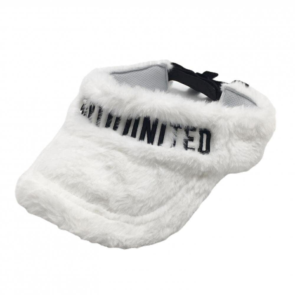 【超美品】クアルトユナイテッド サンバイザー 白 ファー リボン レディース ゴルフウェア CUARTO UNITED