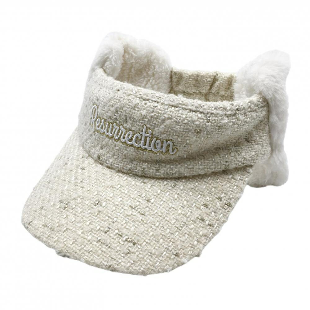 レザレクション 耳当て付サンバイザー アイボリー ツイード調 ラメ糸 レディース フリーサイズ ゴルフ..