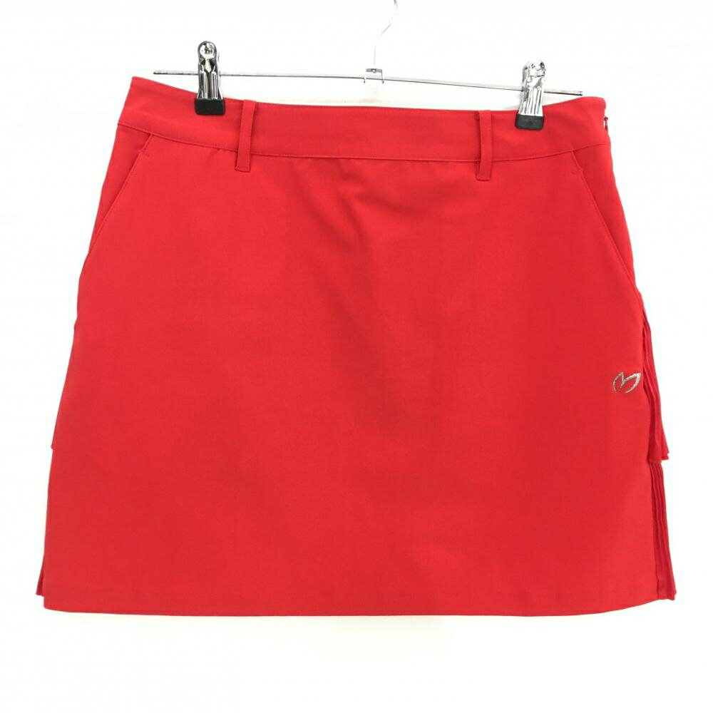【超美品】マスターバニー ストレッチスカート レッド 後ろ2段フリル レディース 2(L) ゴルフウェア MA..