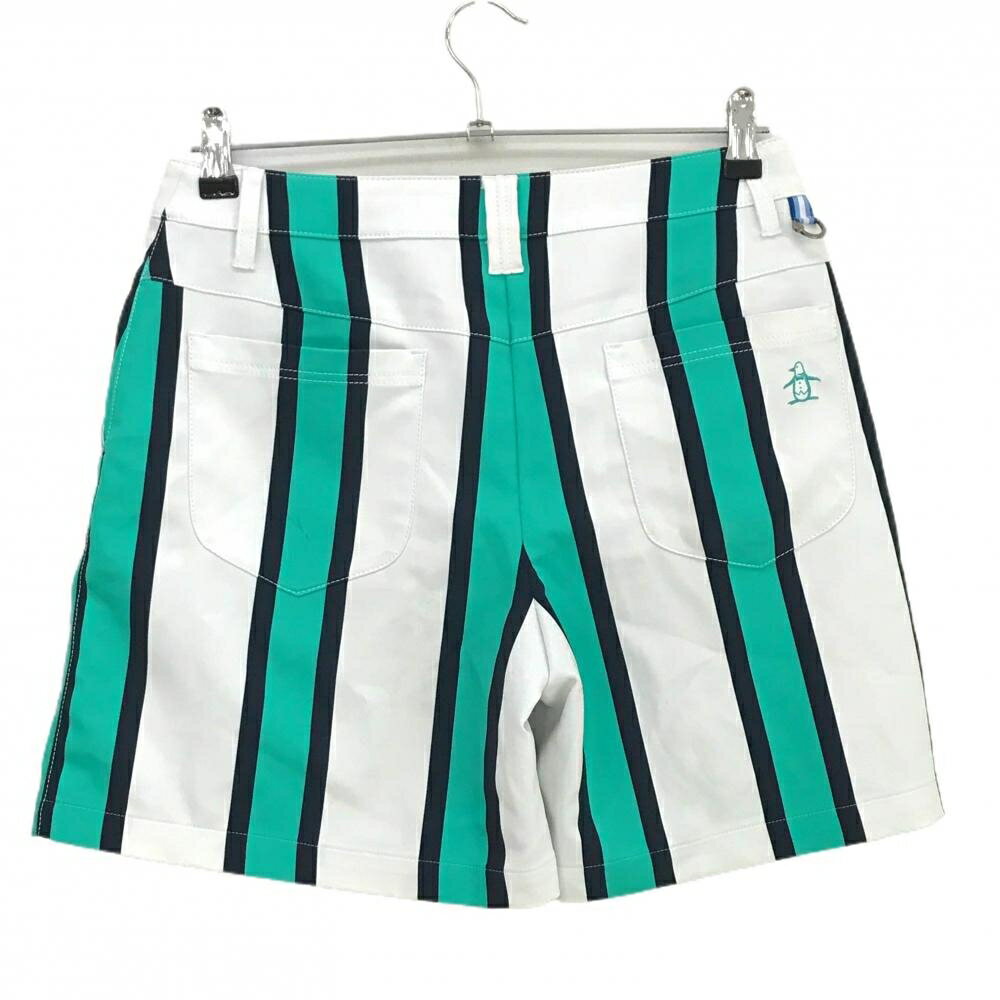 マンシングウェア キュロットスカート 白×グリーン ストライプ レディース 11 ゴルフウェア Munsingwear