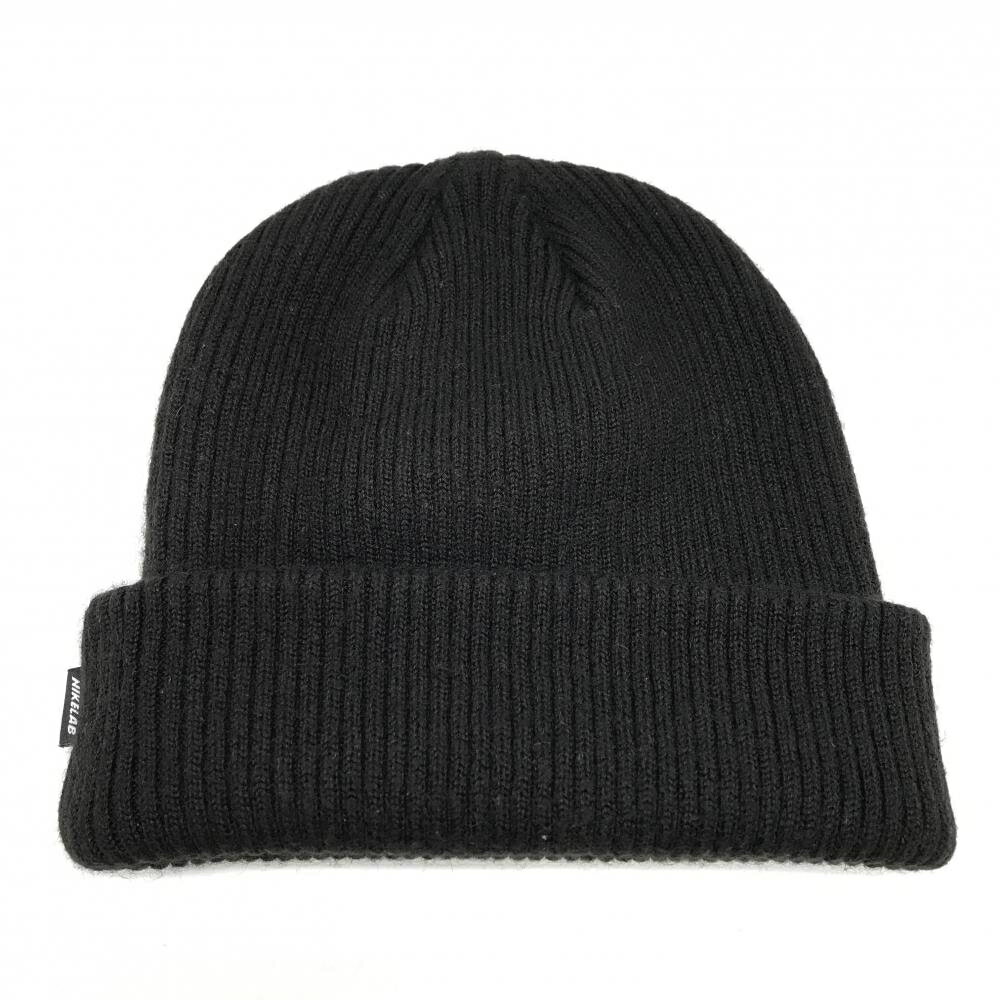 【美品】ナイキ ニット帽 黒 ウール混 FREE ゴルフウェア NIKE