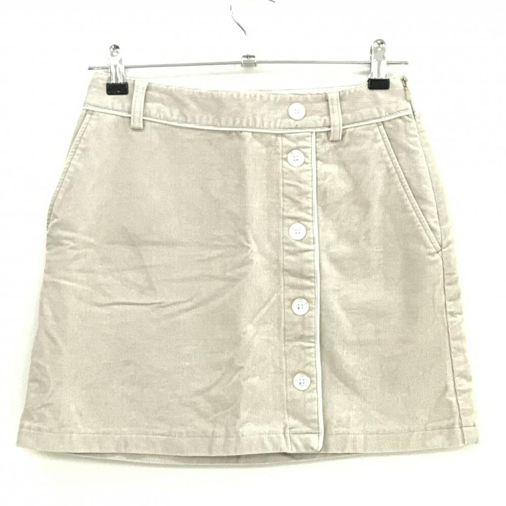 【美品】キャロウェイ コーデュロイスカート ベージュ系×白 ボタン ストレッチ レディース S ゴルフウ..