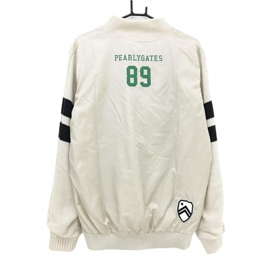 【美品】パーリーゲイツ 中綿異素材ジャケット ベージュ×ネイビー ナイロン×ニット メンズ 6(XL) ゴルフウェア PEARLY GATES