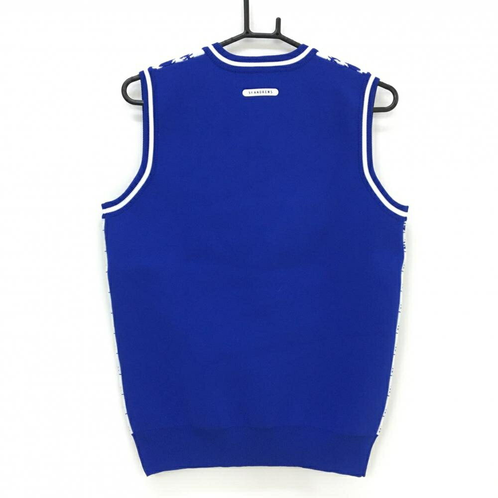 【新品】セントアンドリュース ニットベスト ブルー×白 前身頃総柄 Vネック メンズ M ゴルフウェア St ANDREWS