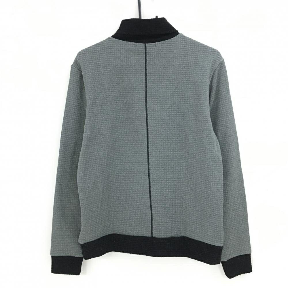 【美品】マークアンドロナ タートルネックトレーナー グレー×黒 凹凸生地 黒地繊維付着 メンズ 48(L) ゴルフウェア MARK＆LONA