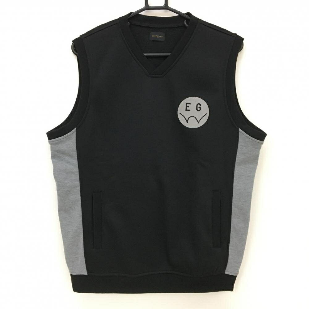 【超美品】エドウィンゴルフ ベスト 黒 サイド切替 裏起毛 メンズ L ゴルフウェア EDWIN GOLF