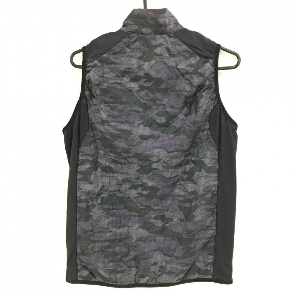 【超美品】オークリー 中綿ベスト グレー×黒×パープル 総柄 薄手 メンズ M ゴルフウェア Oakley