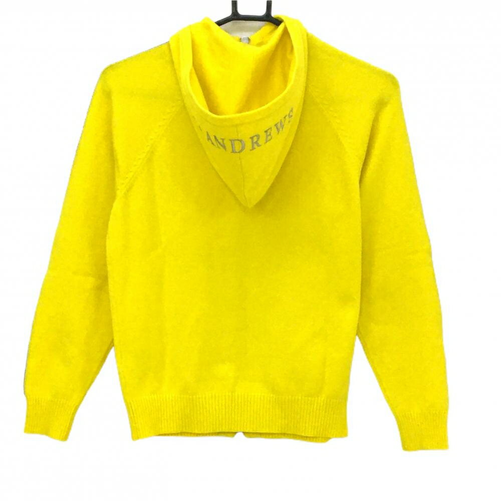 【美品】セントアンドリュース ニットジップパーカー イエロー×シルバー ロゴ刺しゅう レディース S ゴルフウェア St ANDREWS