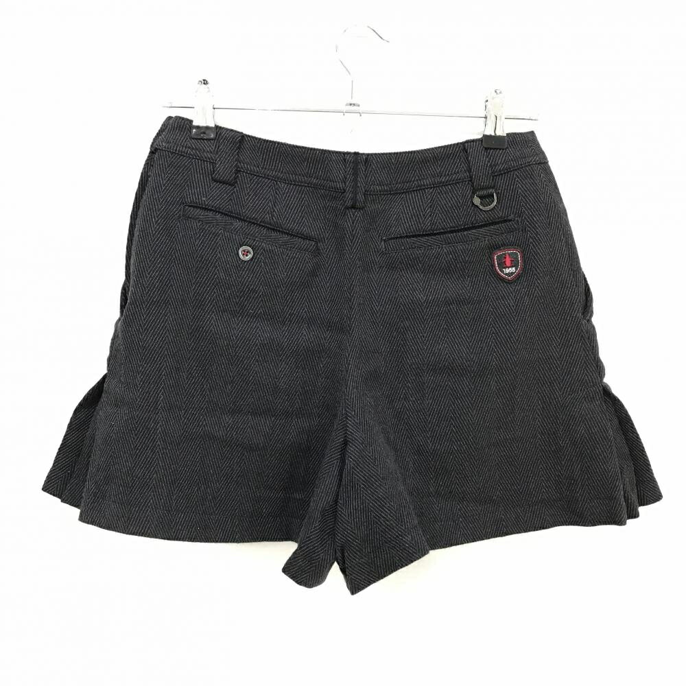 マンシングウェア キュロットスカート ダークグレー×レッド 織生地 前面プリーツ ウール混 裏地付 レディース 7 ゴルフウェア Munsingwear