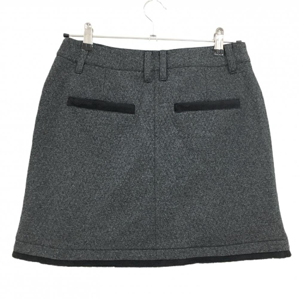 【美品】プーマ スカート ダークグレー キルティング風 裾・ポケット口ボア ロゴ刺しゅう レディース L ゴルフウェア PUMA