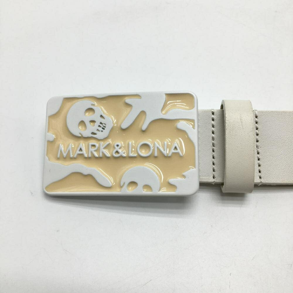 マークアンドロナ トップ式ベルト 白×黒 バックルスカル メンズ ゴルフウェア MARK＆LONA