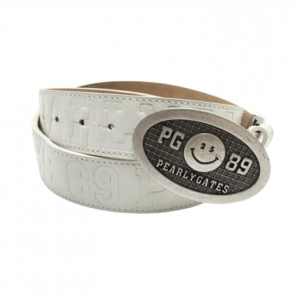 【美品】パーリーゲイツ トップ式ベルト 白 ニコちゃん スマイル レディース ゴルフウェア PEARLY GATES