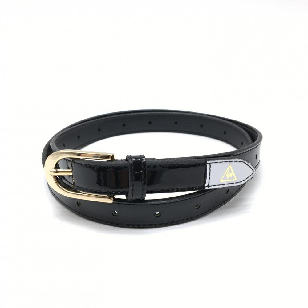 【超美品】ルコック 細ベルト 黒×ゴールド エナメル レディース ゴルフウェア le coq sportif