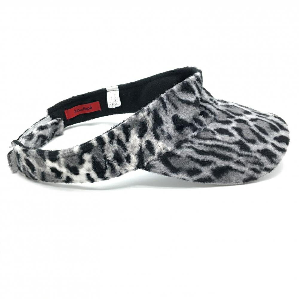 ジュンアンドロペ サンバイザー グレー×黒 レオパード 微起毛 ゴルフウェア JUN＆ROPE