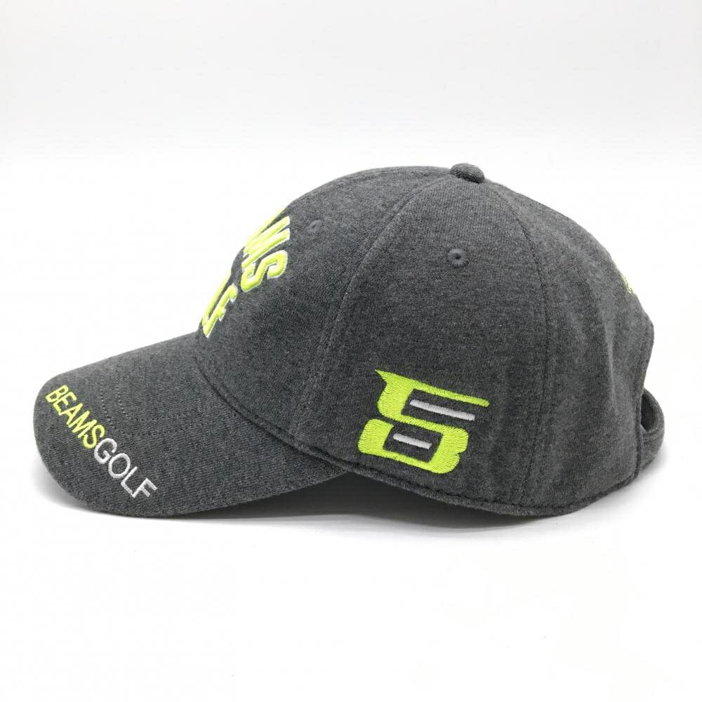 【超美品】ビームスゴルフ キャップ 杢グレー×蛍光イエロー 立体ロゴ ゴルフウェア BEAMS GOLF