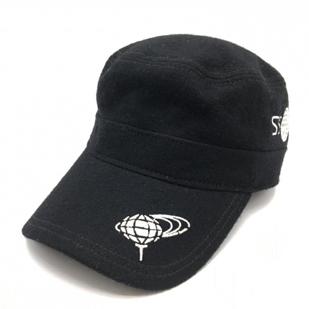 【超美品】ビームスゴルフ ワークキャップ 黒×白 ロゴ ウール混 57cm～59cm ゴルフウェア BEAMS GOLF