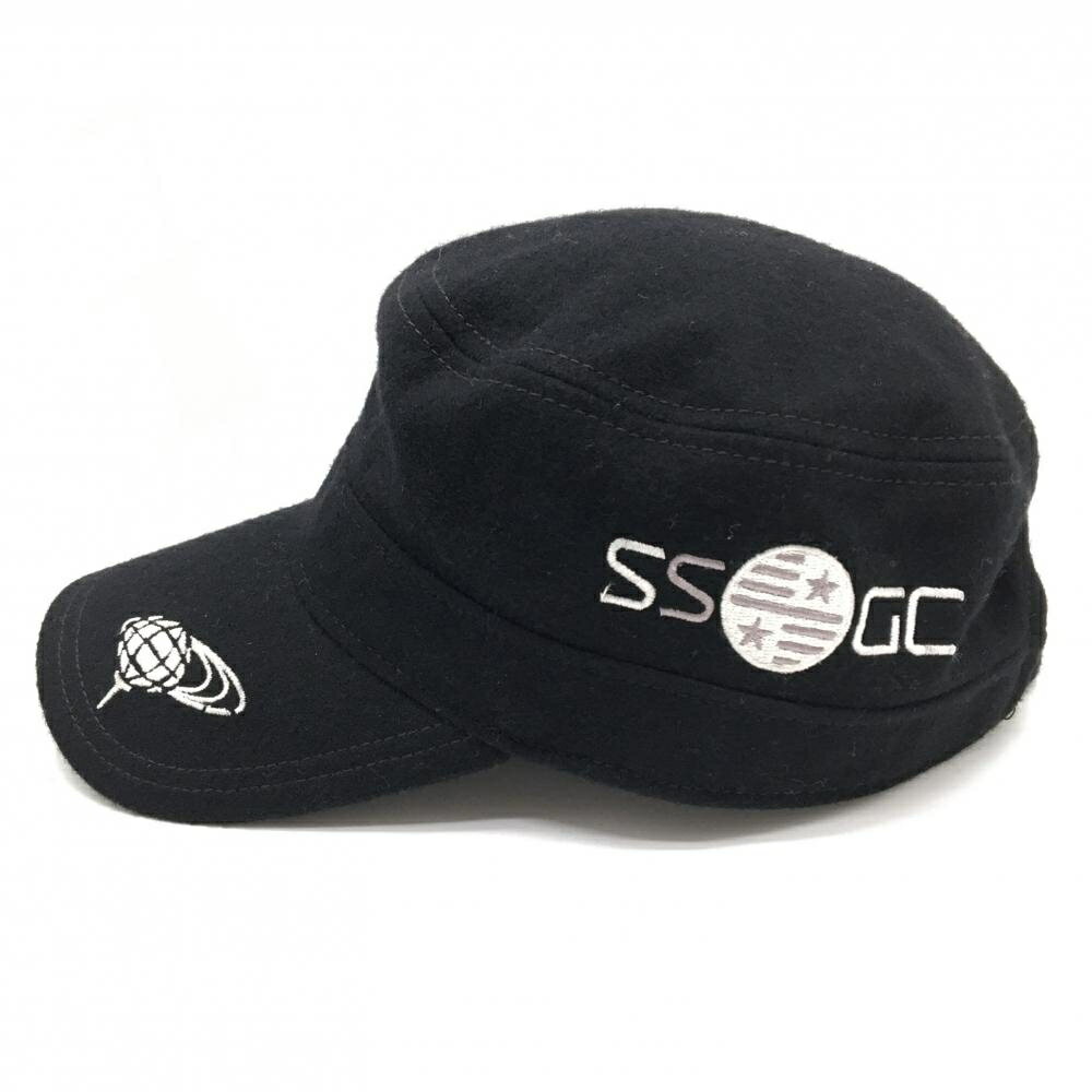 【超美品】ビームスゴルフ ワークキャップ 黒×白 ロゴ ウール混 57cm～59cm ゴルフウェア BEAMS GOLF