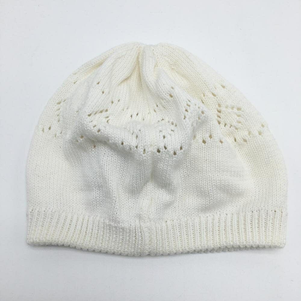 【新品】23区ゴルフ ニット帽 白 透かし編み コットン100％ レディース F ゴルフウェア 23区