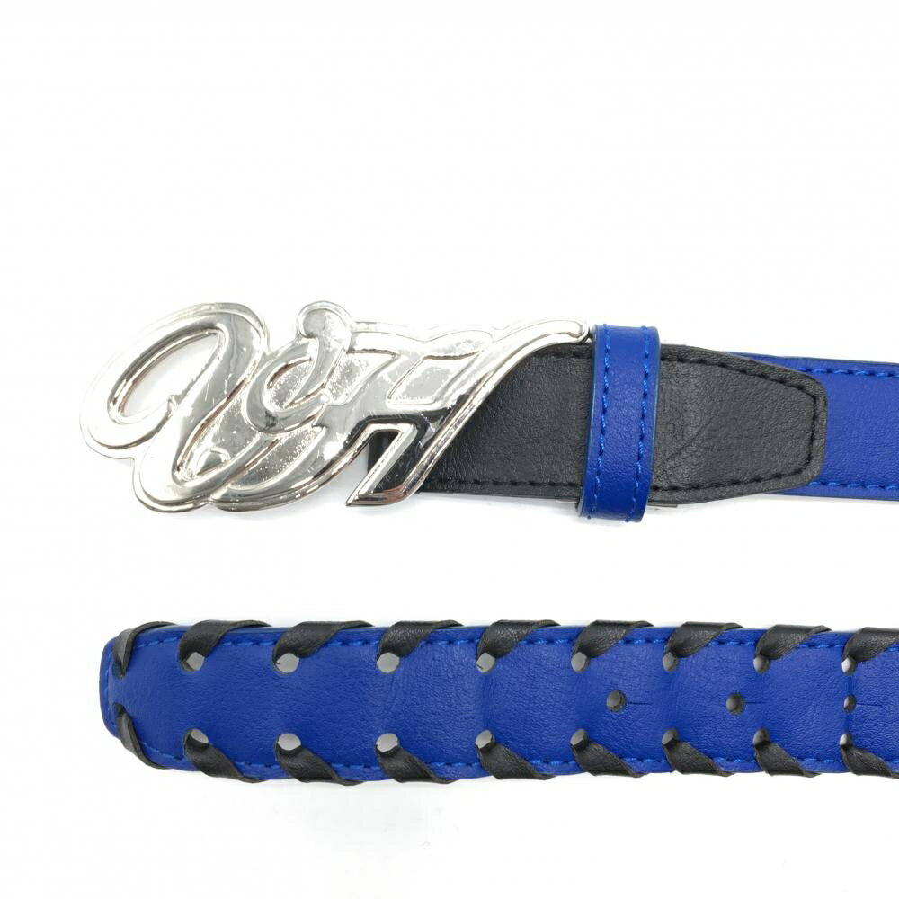 【美品】ビバハート トップ式ベルト ブルー×黒 ロゴバックル レディース ゴルフウェア VIVA HEART