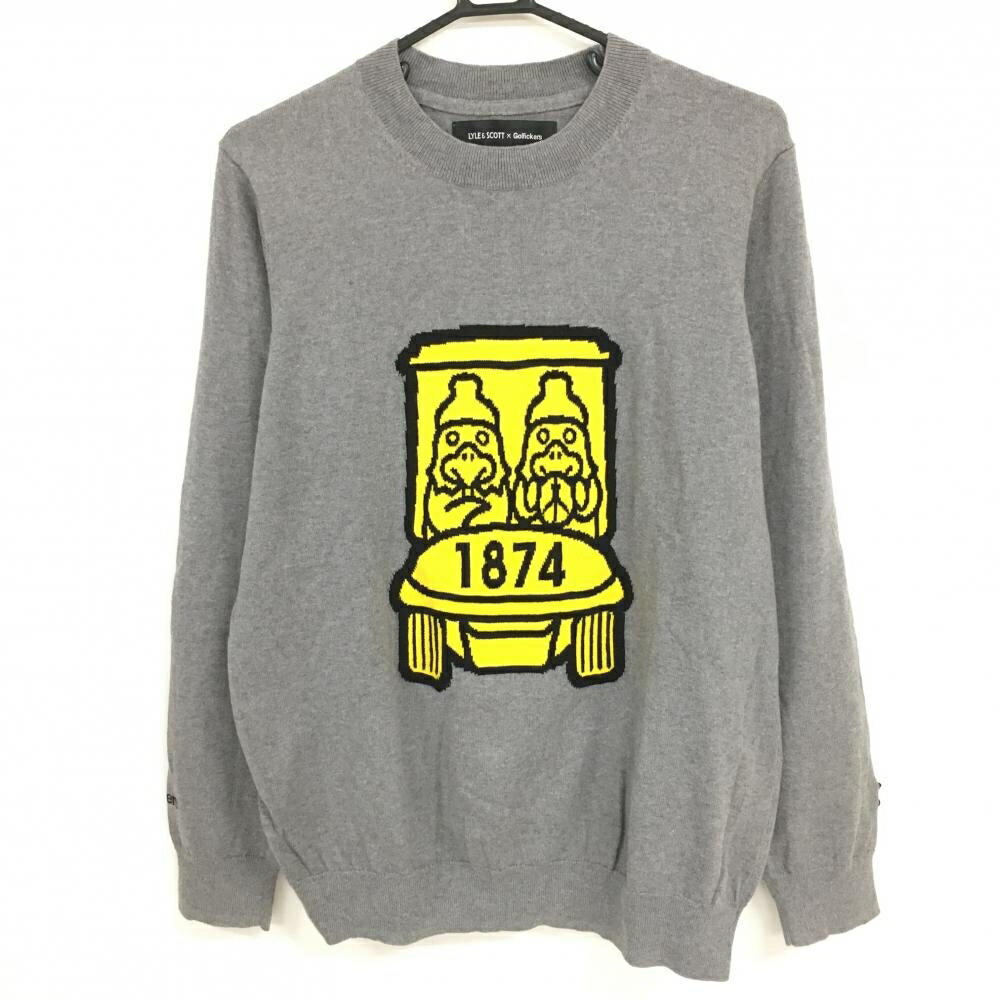 【美品】ライル＆スコット×ゴルフィッカーズ セーター グレー×イエロー ニット コラボ メンズ S ゴルフ..