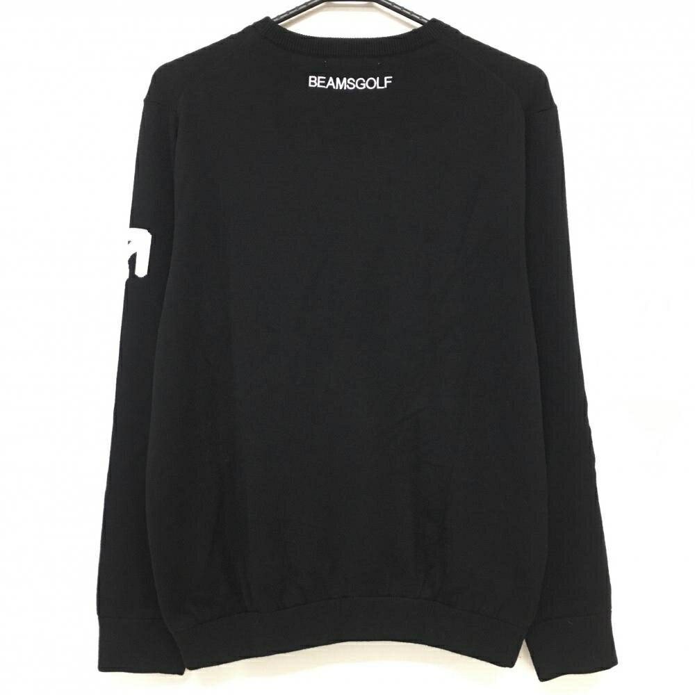 【美品】ビームスゴルフ セーター 黒×グレー フロント英字 裏地付 ニット メンズ M ゴルフウェア BEAMS GOLF