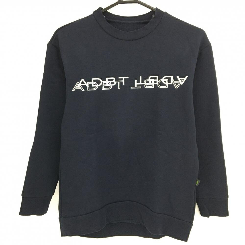 【超美品】アダバット トレーナー ネイビー ロゴ白 裏起毛 レディース 36(S) ゴルフウェア adabat