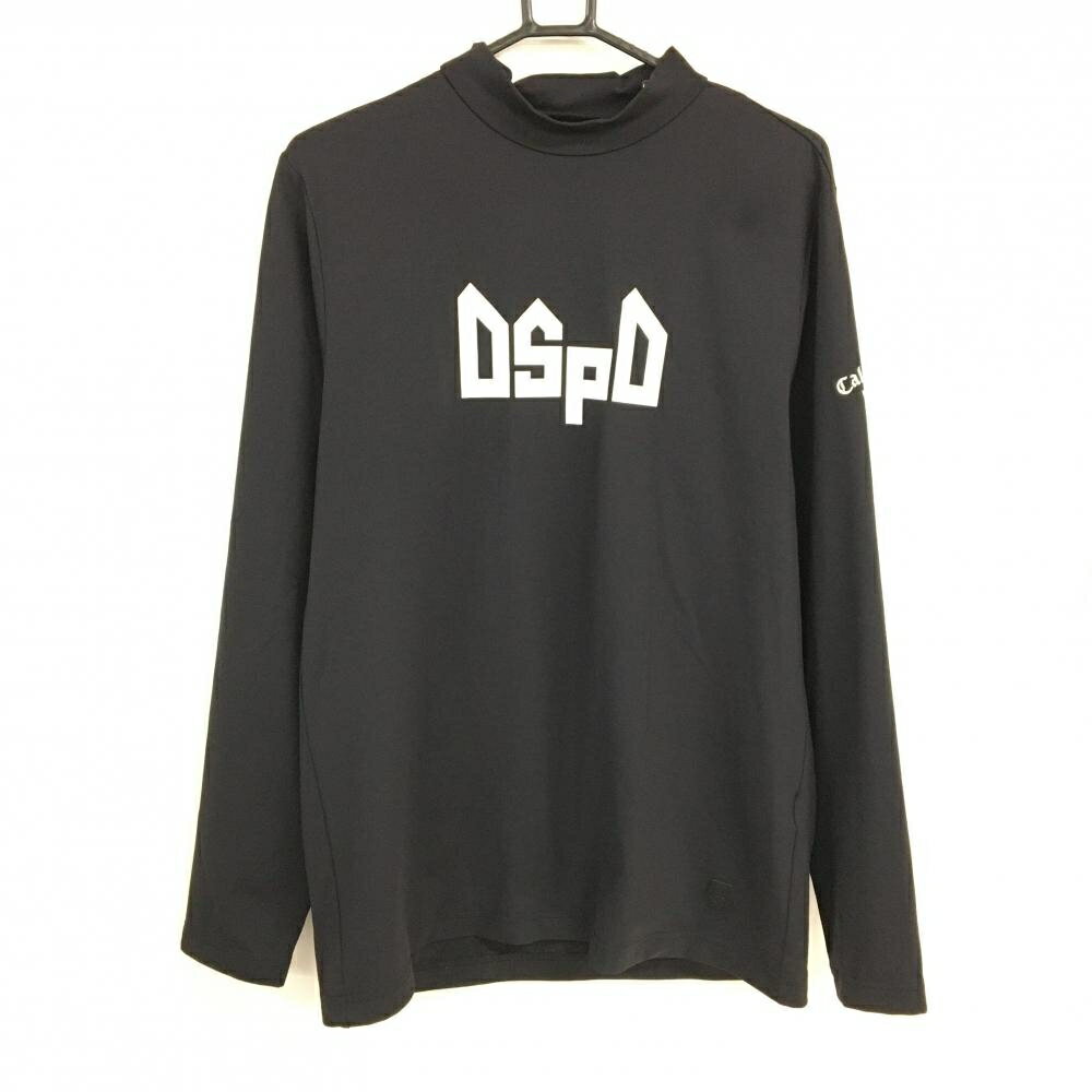 【超美品】キャロウェイ 長袖ハイネックシャツ 黒 ロゴ白 裏微起毛 メンズ LL ゴルフウェア Callaway