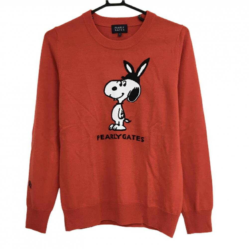 【超美品】パーリーゲイツ×PEANUTS セーター レッド スヌーピー ニット レディース 1(M) ゴルフウェア ..